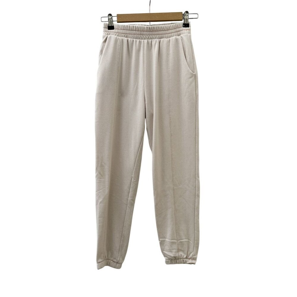 Le Lis Fleece Elastic‎ Waist Pull On Jogger Pants Lined Pockets Beige Women XS